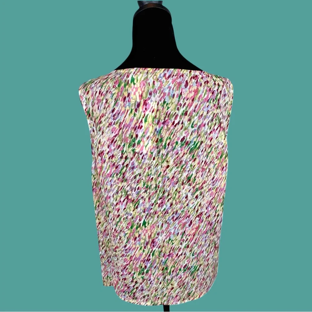 Liz Claiborne Sleeveless Blouse Tank Top Country Garden Multicolor Size 12 - Picture 2 of 6